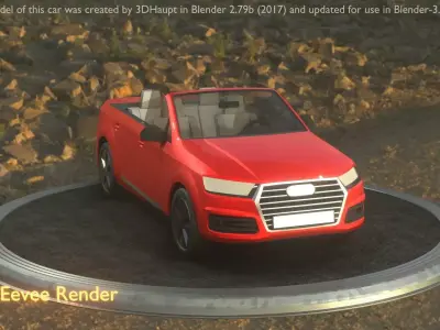 City Car 32 SUV Cabrio Open Type-B Red Low-poly 3D model