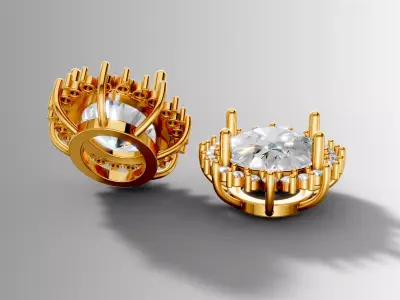 Gold Halo Diamond Pendant  3D Printable Design 3D print model