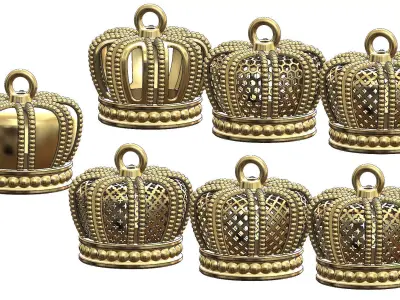 Crown shaped pendants and charms 3D print model