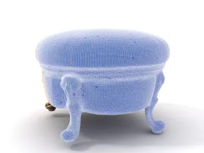 Elegant Red Ottoman model pack Low-poly 3D model