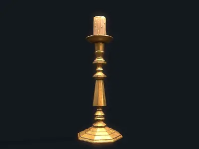 Brass Candlestick 2 Low-poly 3D model