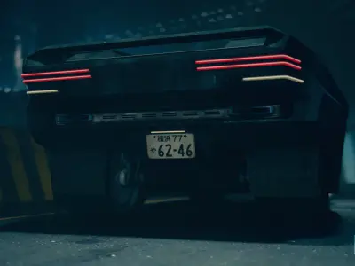 Retro Futuristic Cyberpunk Car Low-poly 3D model