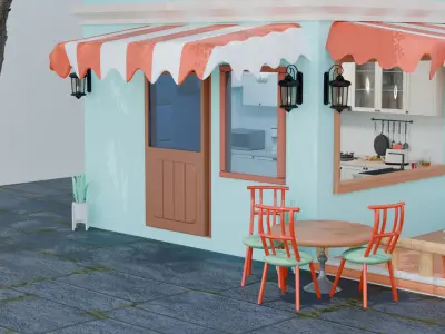 cartoonhome interier Free low-poly 3D model