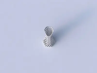 Vase squeezed and bent hexagon 2 with bubble grid lattice 3D print model