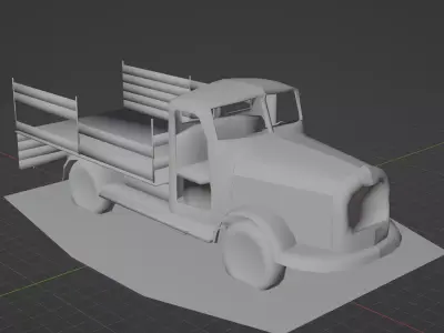 Ruined Truck Low-poly 3D model
