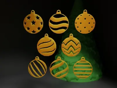 Christmas Ornament - Pendant - Christmas Tree Set 3D print model