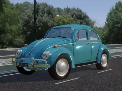 Beetle BUG 1966 Low Poly 3D Animated Model Low-poly 3D model