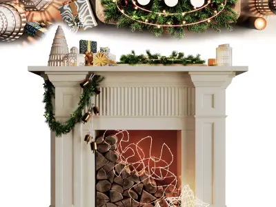 Christmas fireplace 3D model