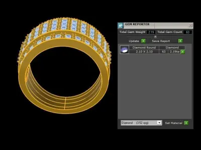Man Ring 2020 with diamond in Asia with Cad file R29 3D model