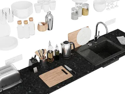 Kitchen Decor Island BLENDER 3D Model Cycles 3D model