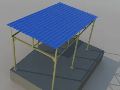 Metal shed Low-poly 3D model