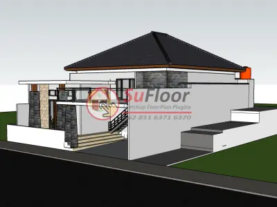 House 12x14m code 455- Sketchup 3D model 3D model 3D model