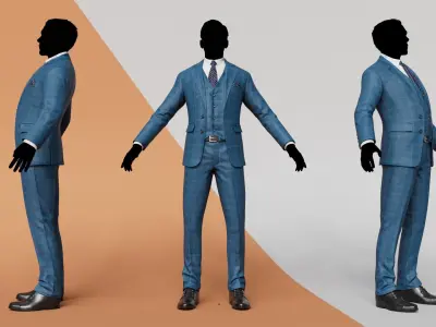 Chibi with Shirt Black shorts Snecker CheckeredBlue  Low-poly 3D model