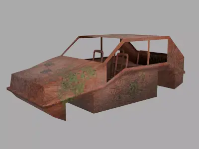 Rust Car post Car Low-poly car Free low-poly 3D model
