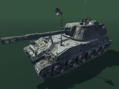 ArtilleryMount army tank Low-poly 3D model