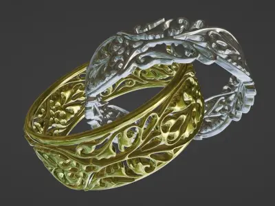 Rings with a pattern 3D print model