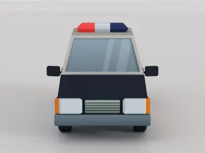 Cartoon Low Poly Car 05 - Police Car Low-poly 3D model