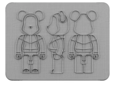 Kaws Bearbricks Neon Signs 3D model