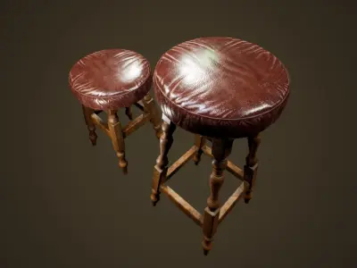 Bar Chairs - PBR Game Ready Low-poly 3D model