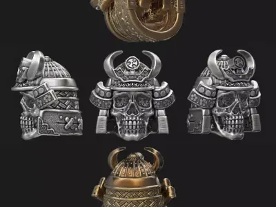 Head skull samurai 3d model for 3d printing 3D print model 3D print model