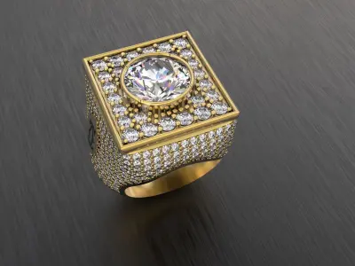 Men ring with gems 3D print model