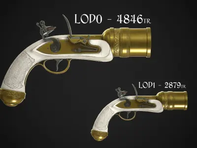 Flintlock Grenade Launcher 01 White Low-poly 3D model
