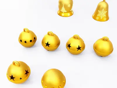 Christmas bell 3d model set3 Low-poly 3D model