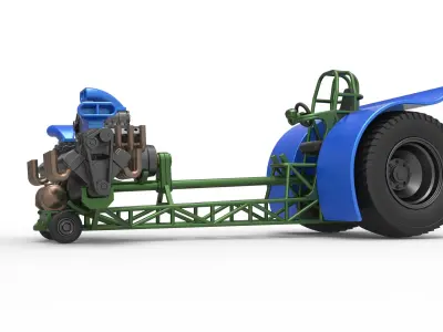 Pulling tractor with 3 engines V8 Version 6 Scale 1 to 25 3D print model