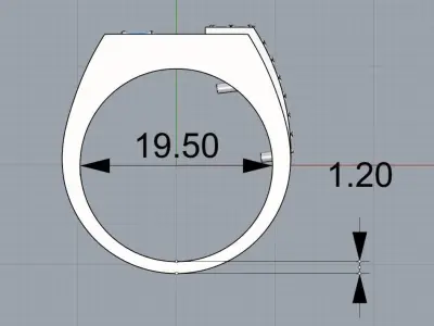 Ring with diamonds 3D print model