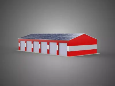 SOLAR POWER ROOF GARAGE FIRE STATION HOUSE HALL DEPARTMENT 5 BAY 3D model