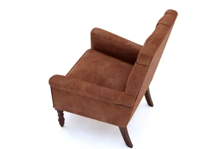 Georgian Style Leather Wingchair 3D model