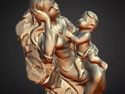 sculpture madonna and child 3D print model
