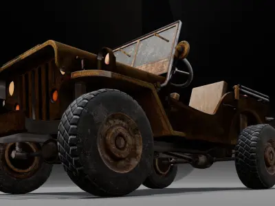 Rusted Jeep 3D Model  Low-poly 3D model