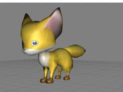 Lowpoly Animal Cartoon - Fox Low-poly 3D model