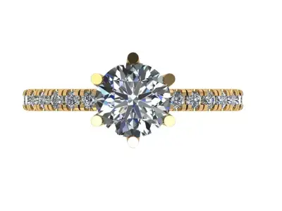 Solitaire Ring with Pave band 3D print model