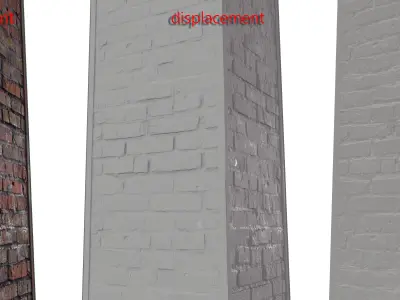 Brick column Scan texture 3D model