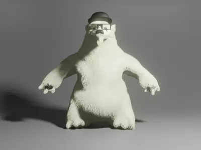Polar bear with hat and sunglasses Low-poly 3D model