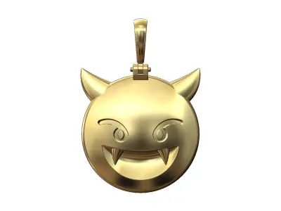 Evil emoji pendant with bail 3D print model