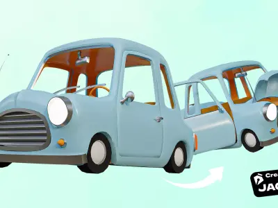 Cartoon Car Rig 3D model Low-poly 3D model
