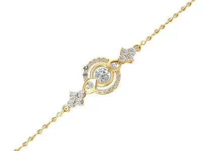 Luxury Diamond Bracelet with Round Centerpiece for Women 1346 3D print model