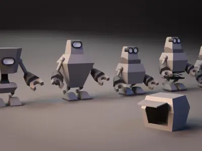 Cartoon Robots Low Poly Pack 3D model