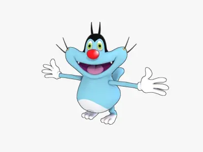 Oggy Low poly cartoon character with eyes and hair Low-poly 3D model