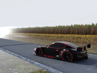 Porsche 911 GT Low-poly 3D model