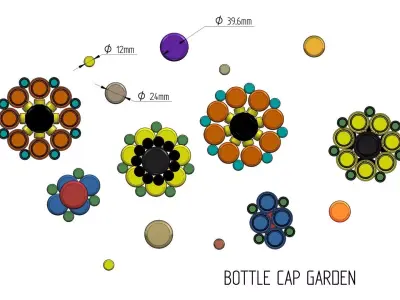 Bottle Cap Garden 3D model