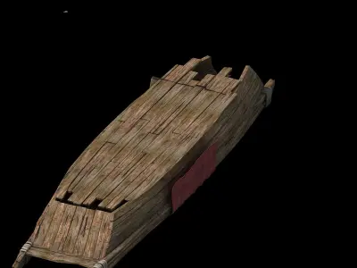 Game Traffic - Small wooden boat 08 3D model