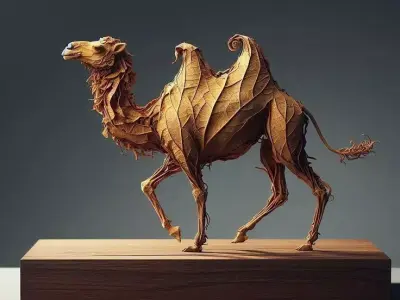 Leaf Camel Sculpture Organic Animal Form Textured Foliage 3D Low-poly 3D model