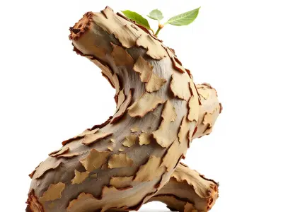 Dry Tree Branch with Leaves Model Pack Low-poly 3D model