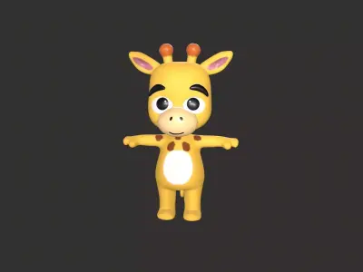 Cartoon 006 Character Giraffe Cute  Low-poly 3D model