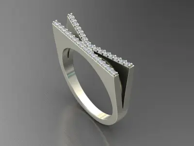 alphabet jewelry ring diamond letter K 3D print model