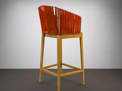 Bar Stool Wooden  Chair 3D model